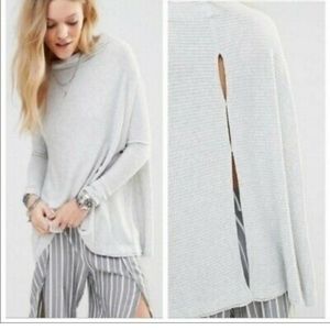 We the Free Free People Lover Ribbed mock neck open back top gray size Medium